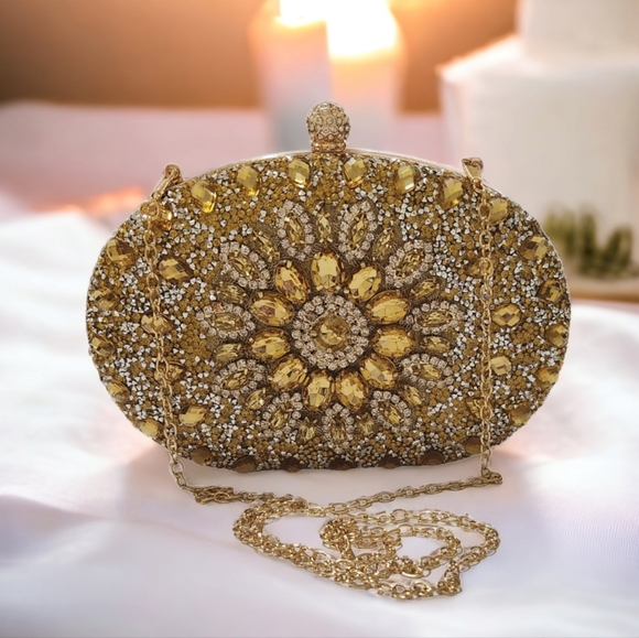 Private Label Handbags - Bejeweled Evening Clutch/Crossbody Bag